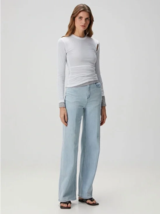 CHRISTOPHER ESBER Sheer Overlay T Shirt White Long Sleeve Womens Size 6 - Picture 6 of 15